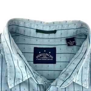 Tommy Bahama Indigo Palms Mens Light Blue Button Down Shirt size L